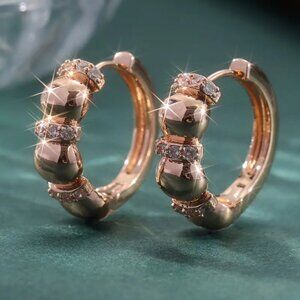 14K Pink Rose Gold Womens 2ct Diamond Small Hoop Earrings 14 K Silver Jewelry